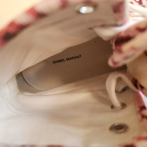 Isabel Marant Benkeen Red/Pink Tie-Dye Canvas High-Top Sneakers — US 7 - Picture 9 of 14